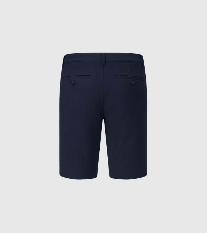 Navy blue shorts on a light gray background