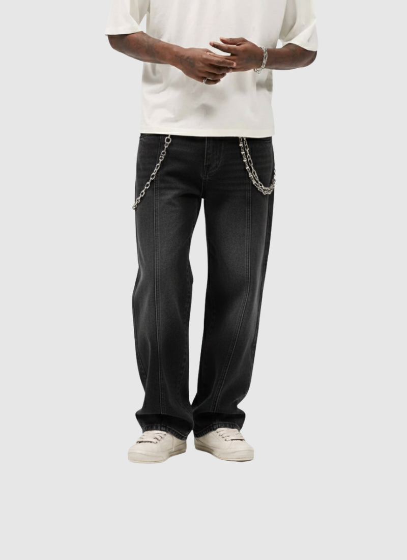 Washed Saber-Cut Jeans