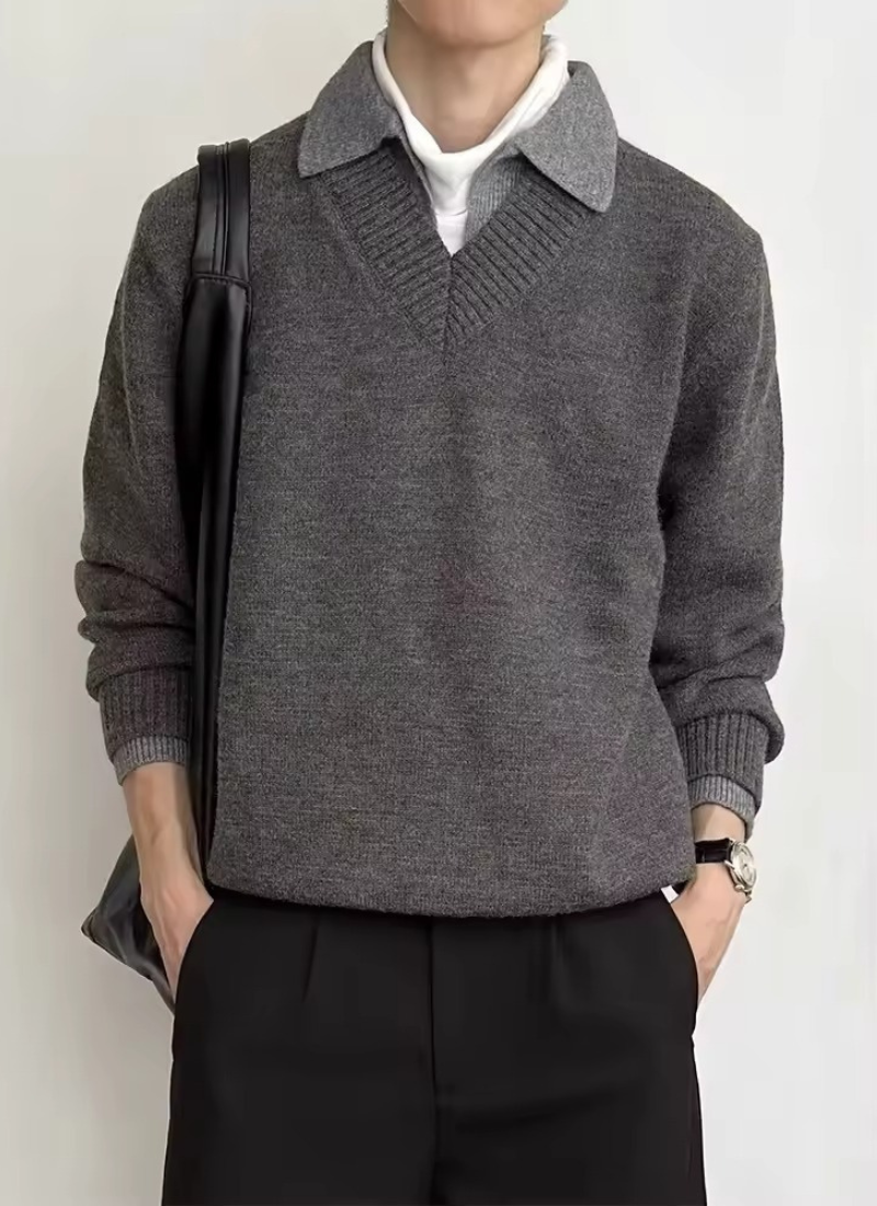 ContrastWave Polo Knit