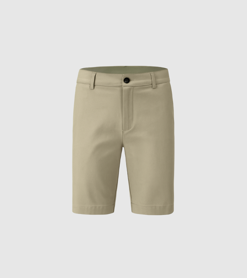 Beige shorts on a light gray background