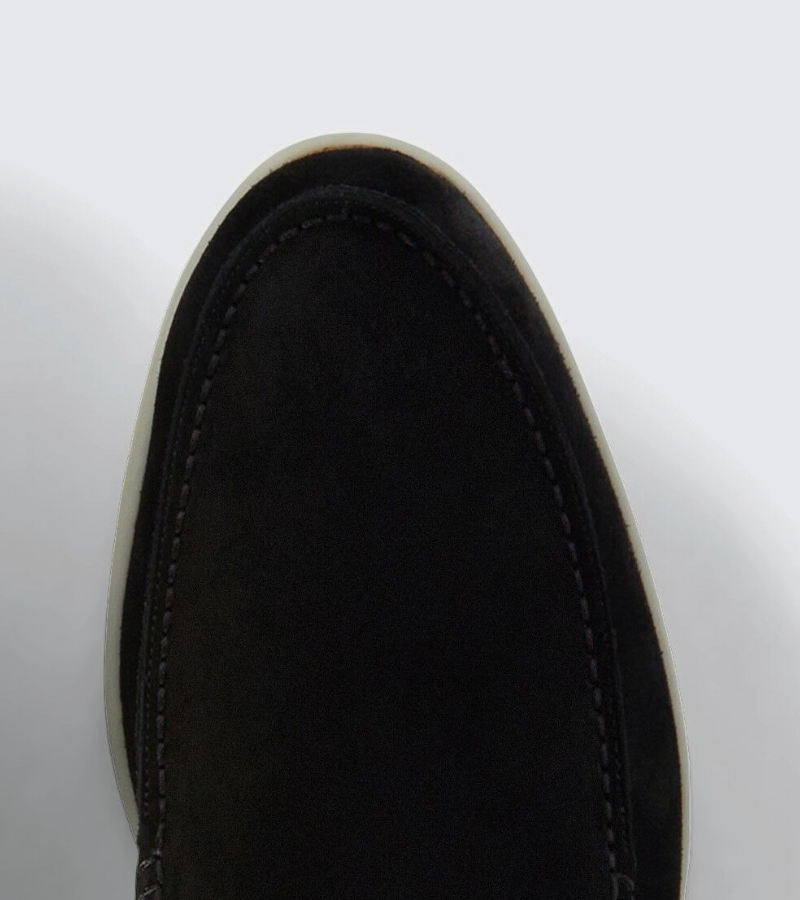 Close-up of a black shoe sole on a white background