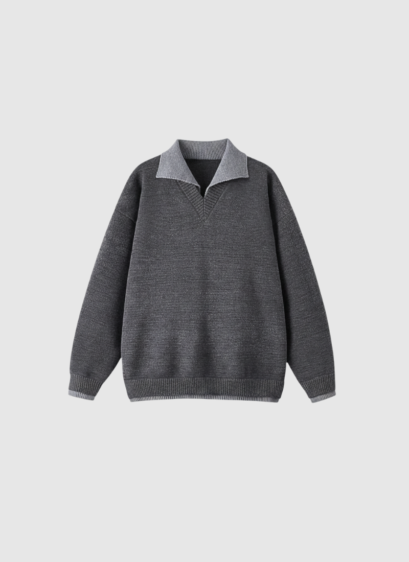 ContrastWave Polo Knit