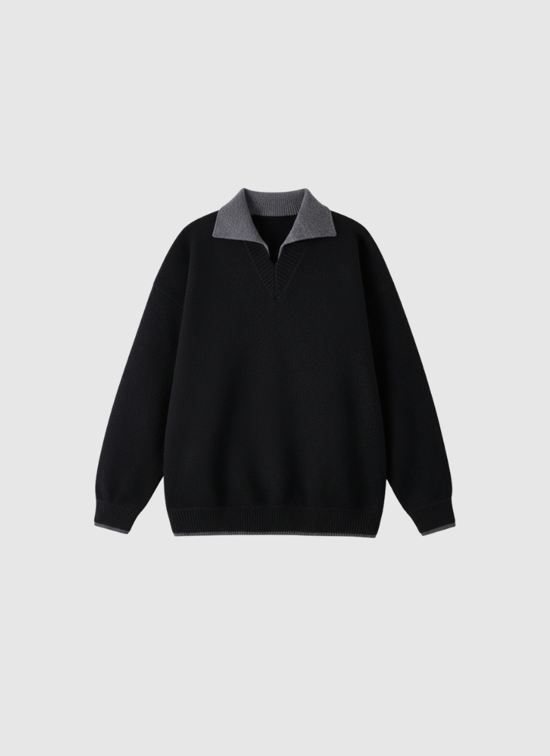 ContrastWave Polo Knit