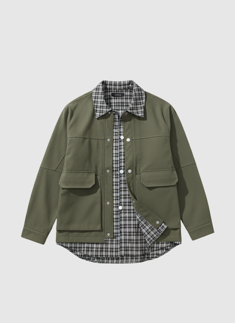 DualFrame Plaid-Layer Jacket