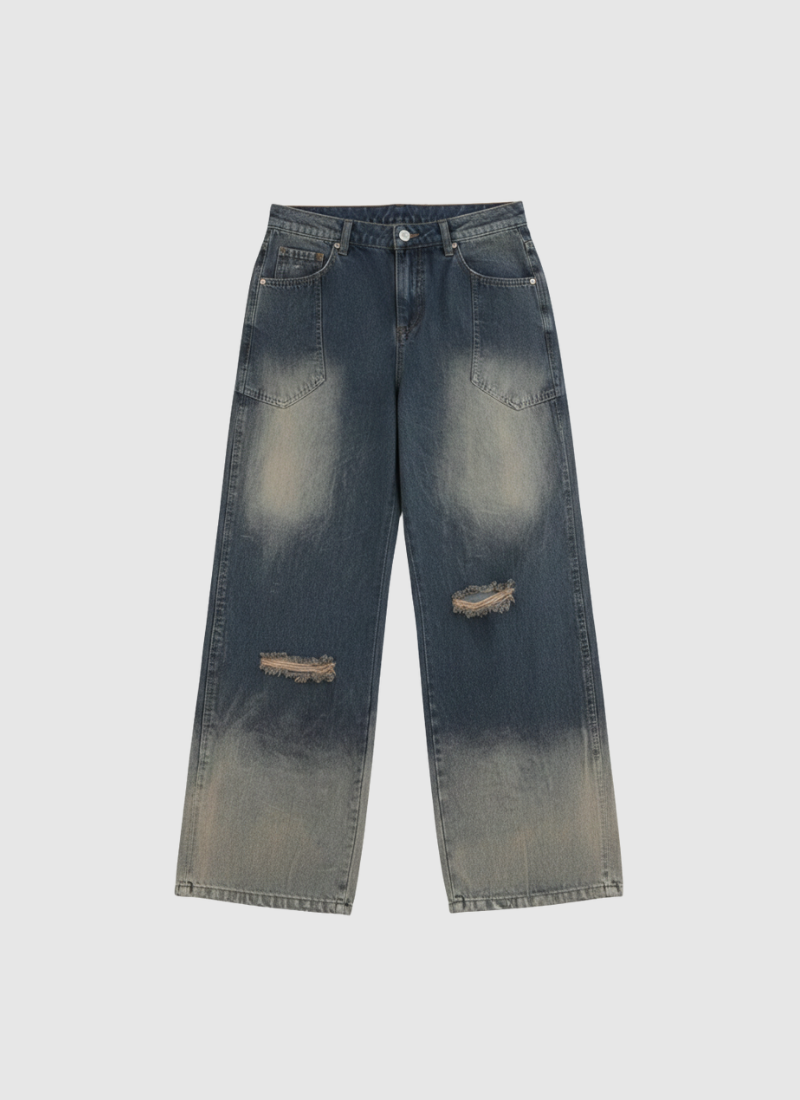 Burnout Gradient Ripped Jeans