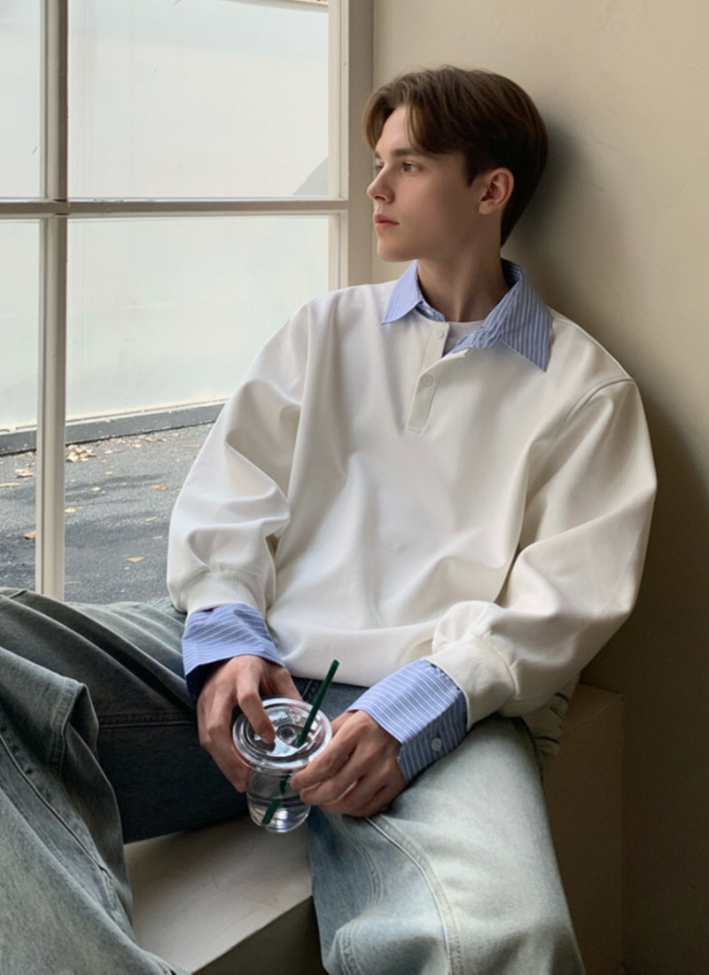 City Prep Stripe Collar Crew