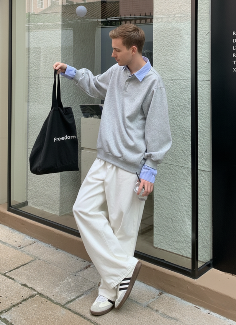 City Prep Stripe Collar Crew