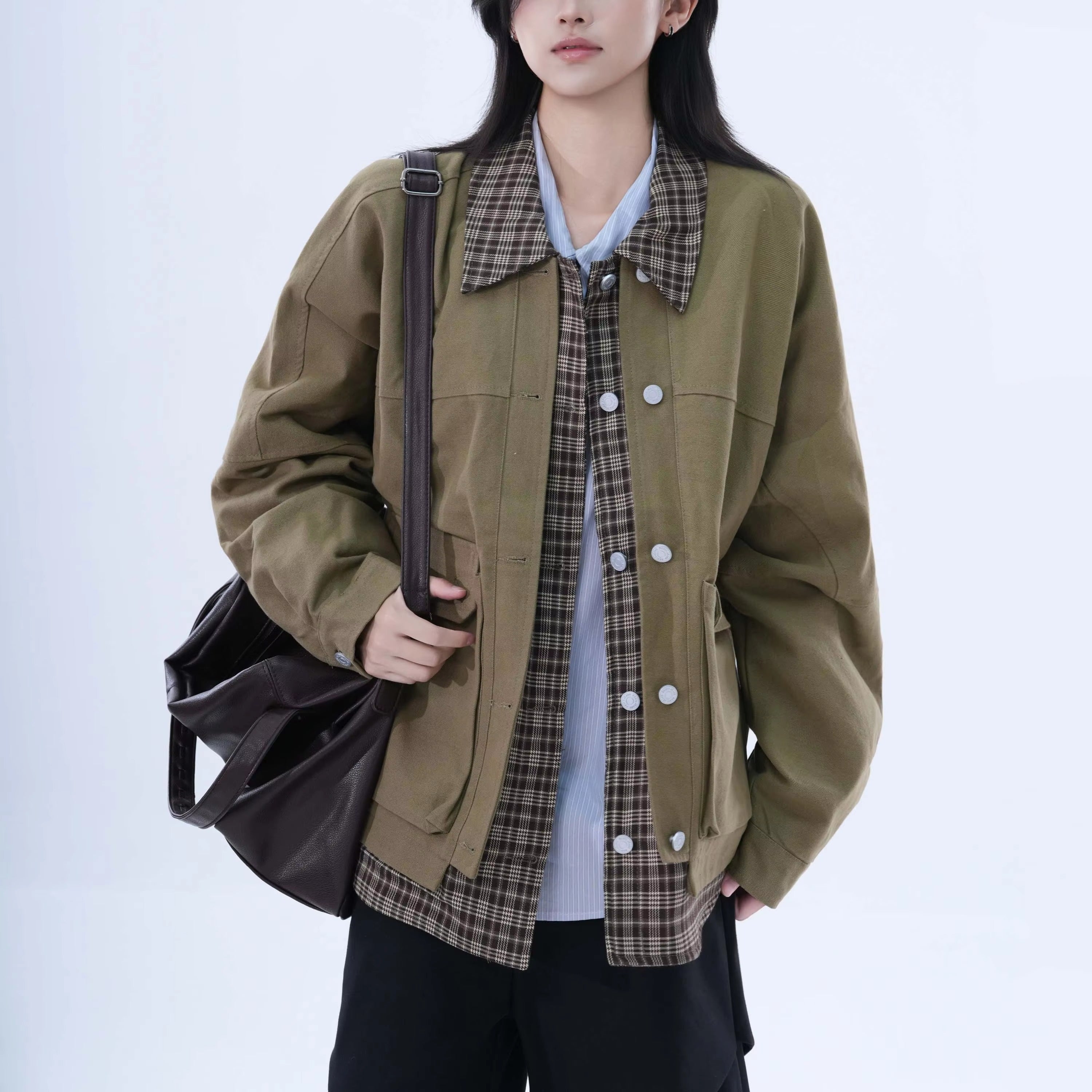 DualFrame Plaid-Layer Jacket