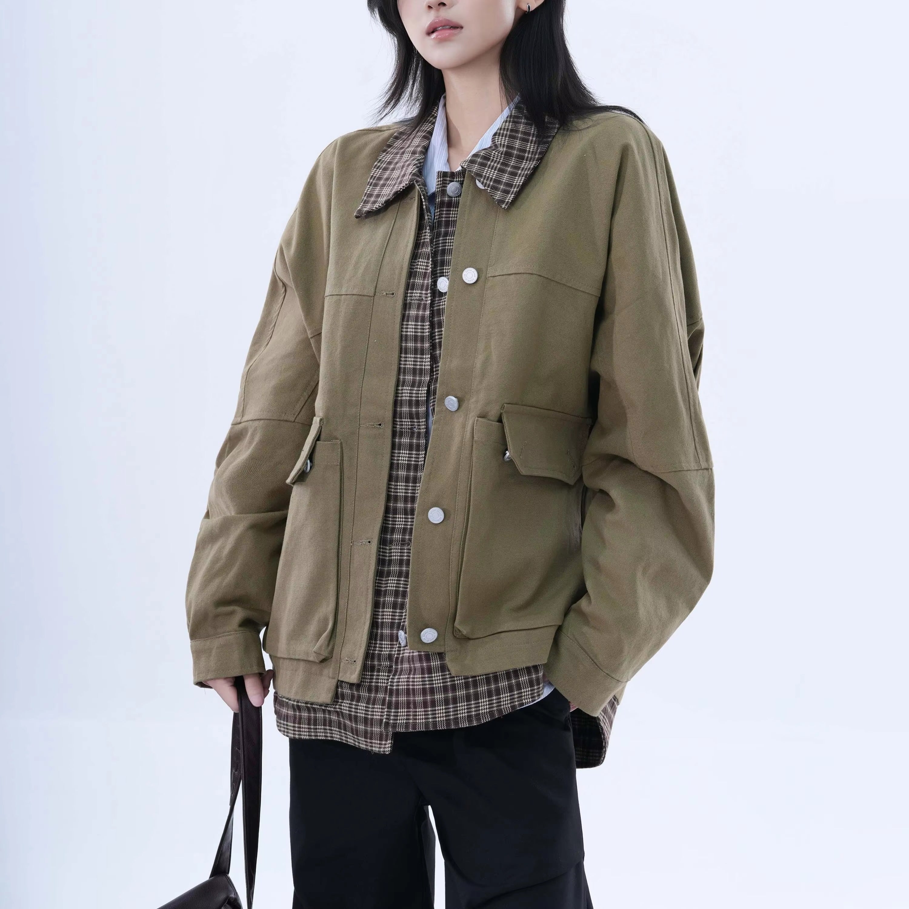 DualFrame Plaid-Layer Jacket